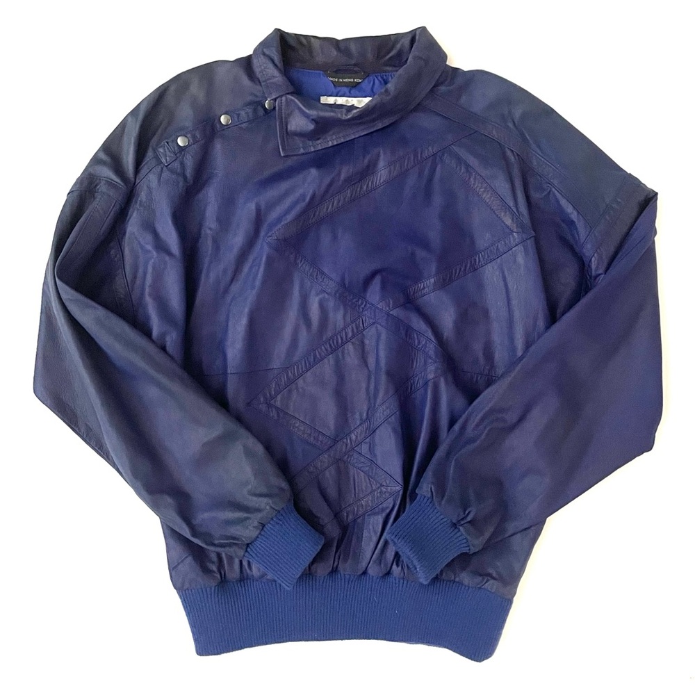 VTG 80s M Julian Purple Leather Snap Pullover Unisex Adult Medium